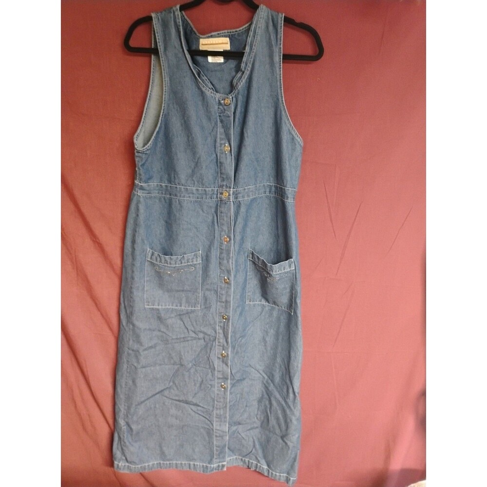 Expressions Womens Size 12 Blue Denim Maxi Dress Prairie Country